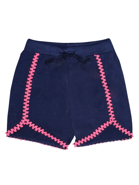 

KiddoPanti Girls Navy Blue Self Design Regular Fit Regular Shorts