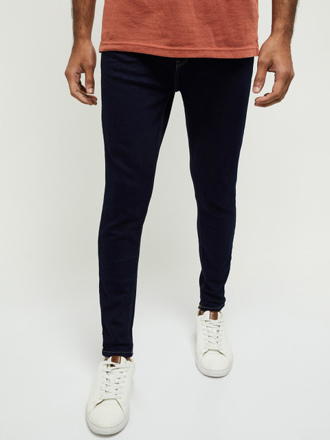 

max Men Navy Blue Skinny Fit Mid-Rise Clean Look Stretchable Jeans