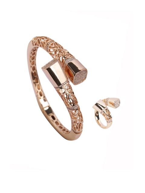 

shaze Gold Plated White CZ Studded Jewellery Set