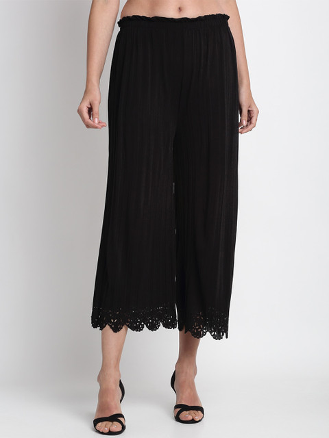 

NEUDIS Women Black Solid Pleated Culottes