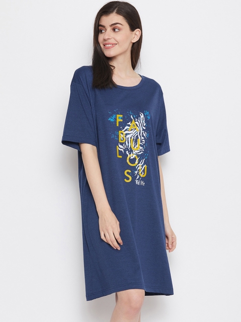 

Clovia Blue Printed Nightdress