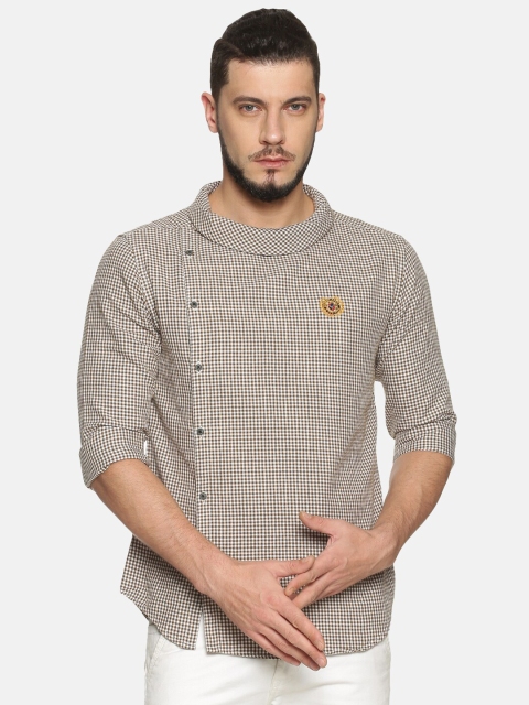 

SHOWOFF Men Brown Slim Fit Checked Casual Shirt