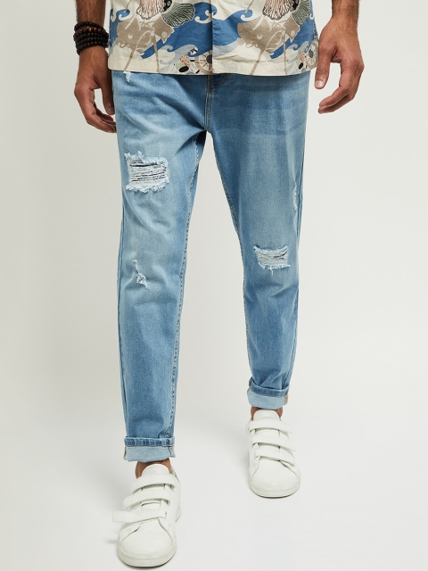 

max Men Blue Slim Fit Mid-Rise Mildly Distressed Jeans