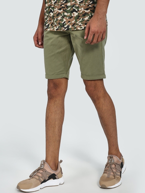 

Blue Saint Men Olive Green Solid Regular Fit Shorts