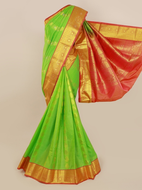 

Pothys Green Art Silk Colourblocked Kanjeevaram Saree