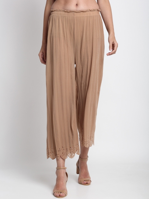 

NEUDIS Women Beige Pleated Solid Culottes
