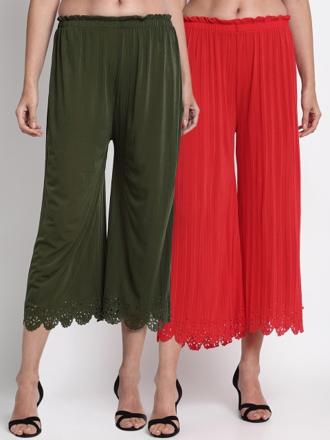 

NEUDIS Women Red Regular Fit Solid Culottes