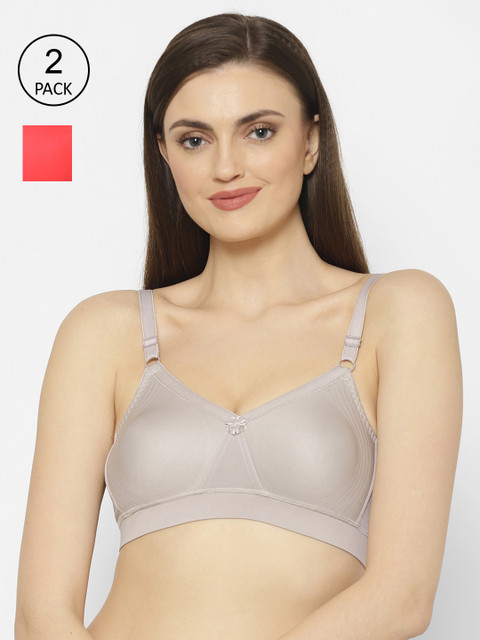 

Floret Pack Of 2 Solid Non-Wired Non Padded Minimizer Bra T3073, Pink