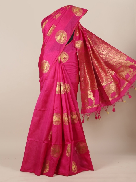 

Pothys Magenta Woven Design Jute Silk Saree