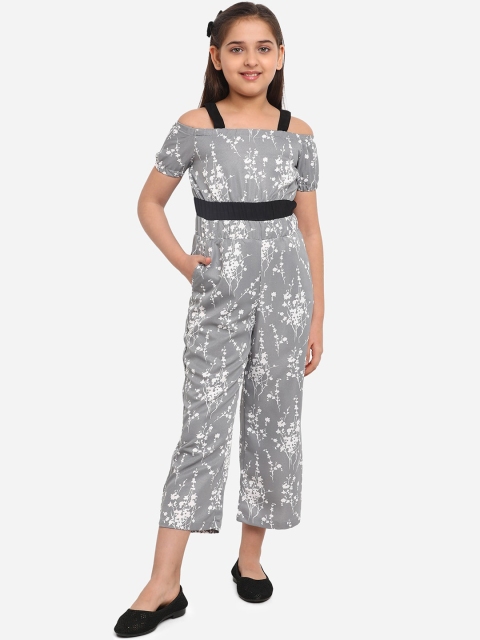 

Yuvraah Girls Grey & White Floral Printed Culotte Jumpsuit