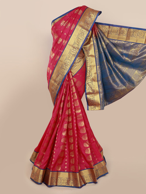 

Pothys Pink & Gold-Toned Art Silk Woven Design Kanjeevaram Saree