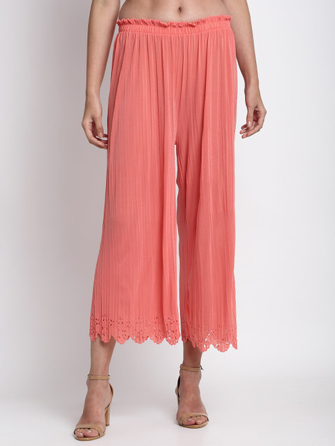 

NEUDIS Women Peach-Coloured Solid Pleated Culottes