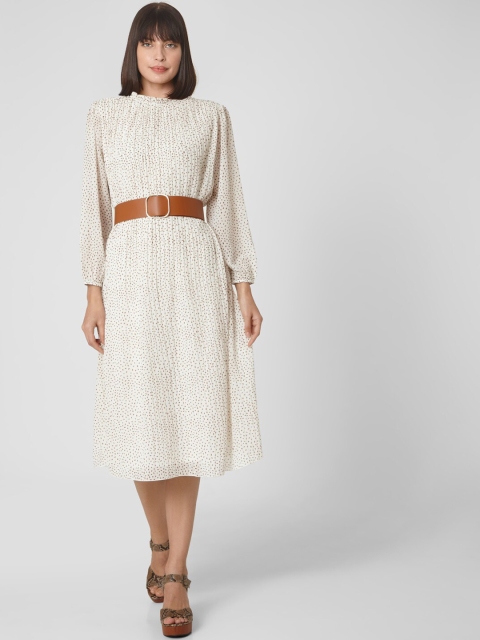 

Vero Moda Women Beige Printed A-Line Dress