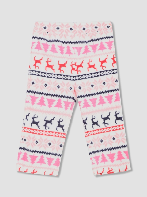

GAP Girls White & Pink Regular Fit Printed Regular Trousers