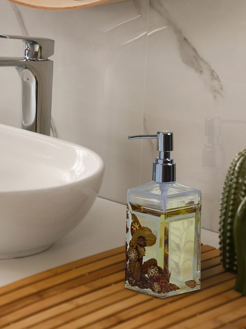 

OBSESSIONS Brown & Transparent Floral Soap Dispenser