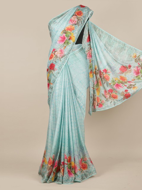 

Pothys Blue Woven Design Pure Georgette Saree