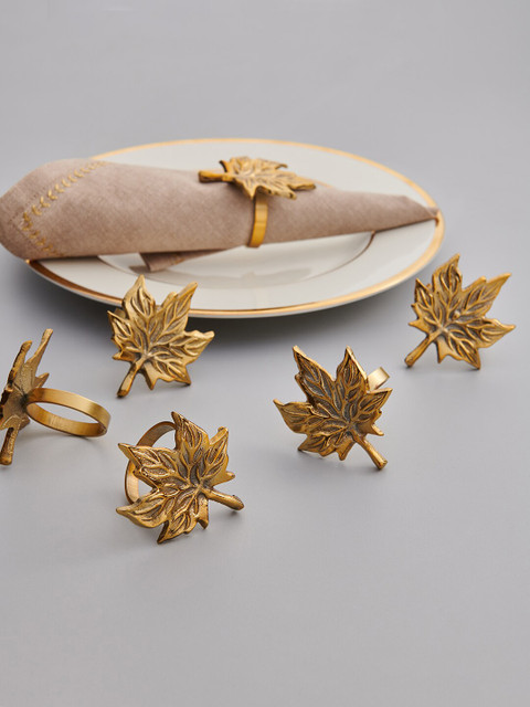 

Pure Home and Living Set of 6 Gold-Toned Maple Leaf Napkin Rings