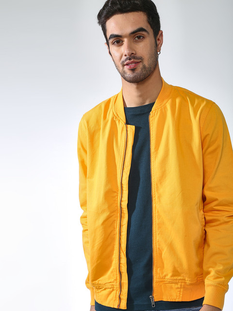 

Blue Saint Men Yellow Checked Lightweight Bomber Jacket