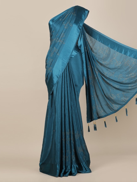 

Pothys Blue Embellished Pure Georgette Saree