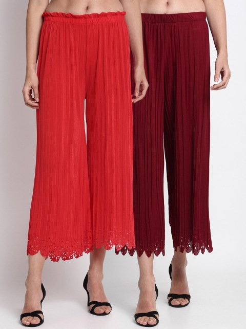 

NEUDIS Women Maroon Regular Fit Solid Culottes