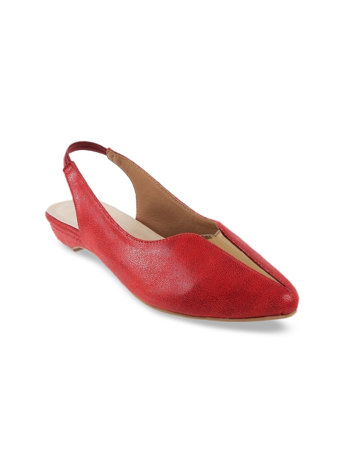 

Metro Women Maroon & Gold-Toned Embellished Comfort Heels