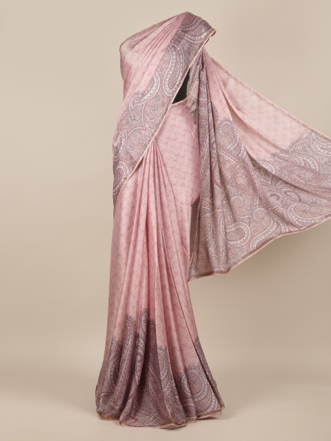 

Pothys Pink Printed Pure Georgette Saree