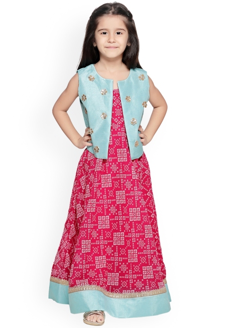 

LilPicks Girls Magenta Printed Maxi Dress