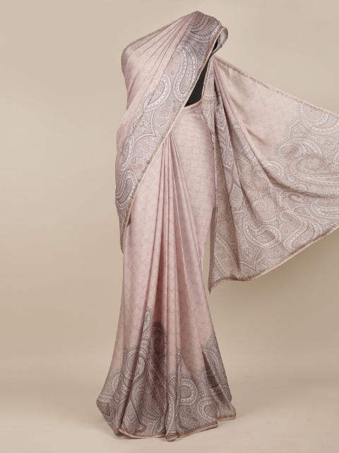 

Pothys Pink Solid Pure Georgette Saree