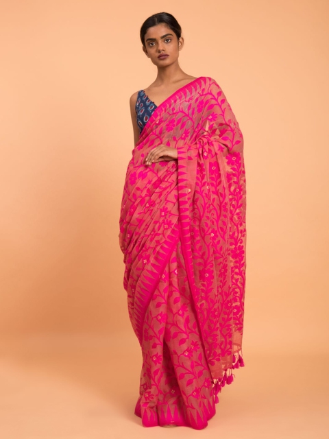 

Suta Pink Woven Handloom Jamdani Saree