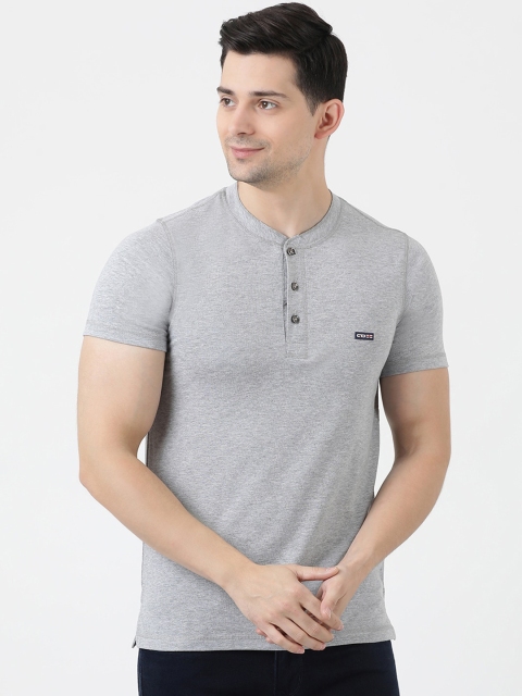 

Cloak & Decker Men Grey Solid Mandarin Collar T-shirt