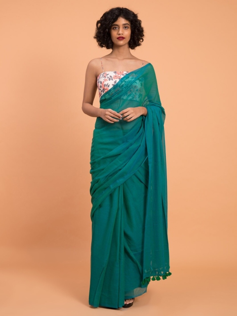 

Suta Turquoise Blue Solid Saree