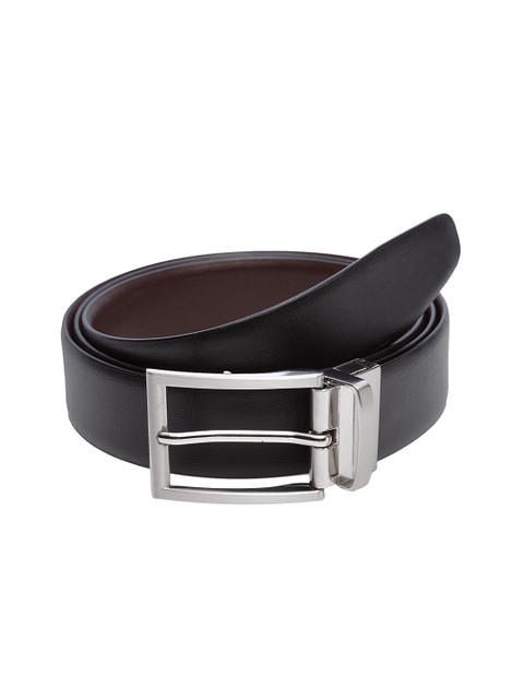 

WELBAWT Men Black & Brown Textured Reversible Leather Belt