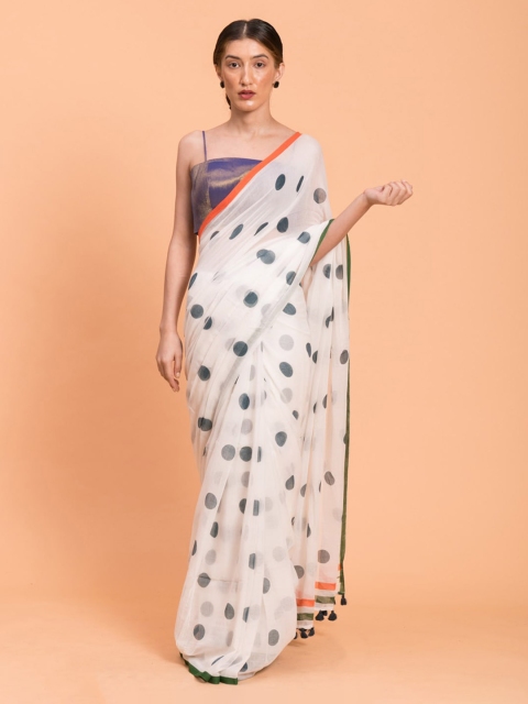 

Suta White Printed Pure Cotton Saree