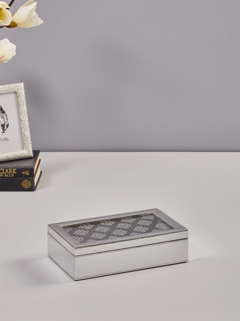 

Pure Home and Living Silver- Toned Floral Motifs Printed Storage Box