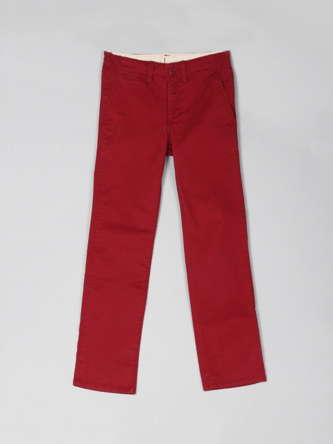 

GAP Boys Red Regular Fit Solid Chinos