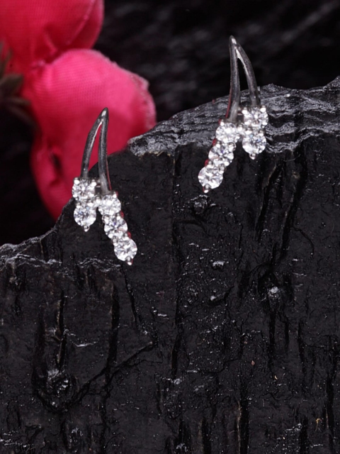 Clara Silver-Toned Contemporary Drop Earrings