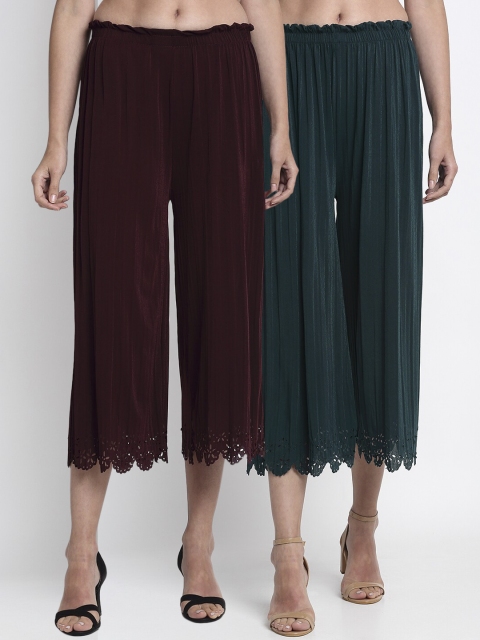 

NEUDIS Women Green Regular Fit Solid Culottes