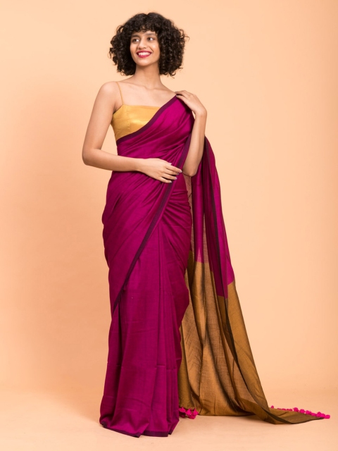 

Suta Magenta Solid Saree