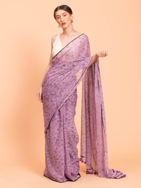 

Suta Lavender & Black Pure Cotton Printed Saree