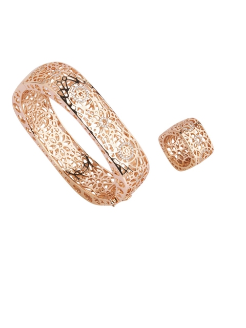 

shaze Gold-Plated & White CZ-Studded Jewellery Set