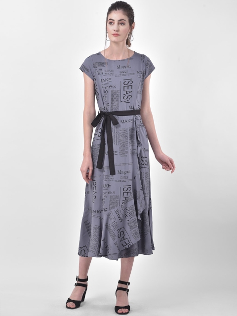 

Eavan Women Grey Printed Fit and Flare Dress