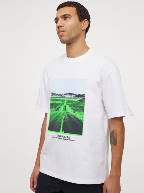 

H&M Men White & Green Heavy Cotton Jersey T-shirt