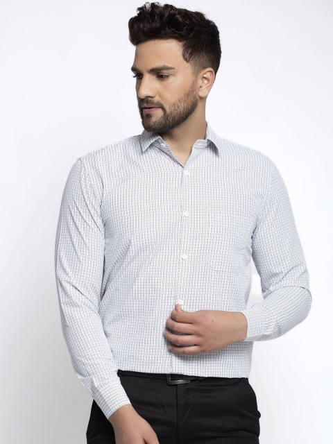 

JAINISH Men White & Black Regular Fit Checked Formal Shirt