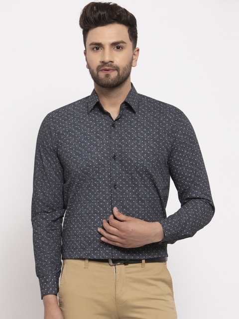 

JAINISH Men Black Regular Fit Printed Cotton Formal Shirt