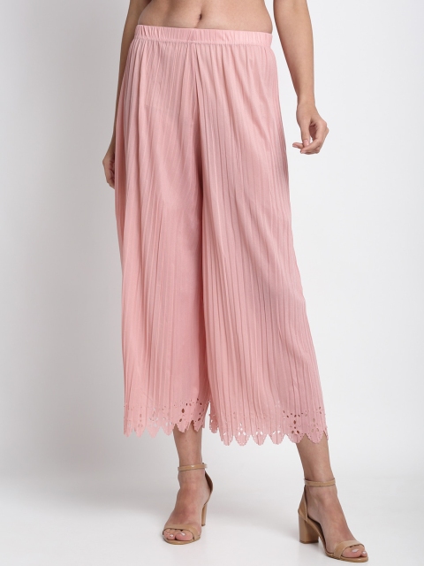 

NEUDIS Women Pink Solid Pleated Culottes
