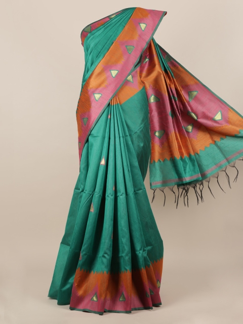 

Pothys Green Woven Design Jute Silk Saree