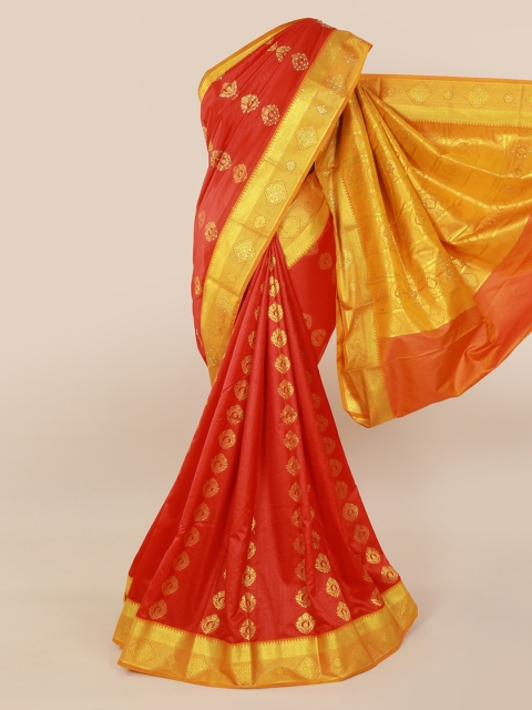 

Pothys Red & Gold-Toned Art Silk Woven Design Kanjeevaram Saree