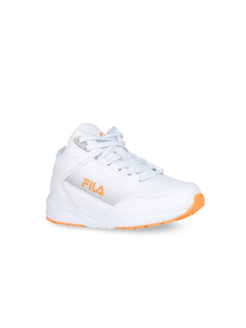 

FILA Kids White Printed Leather Sneakers