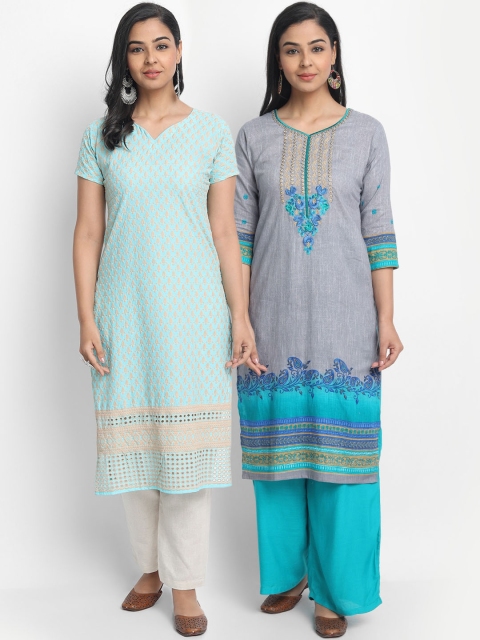 

7Threads Women Pack Of 2 Multicoloured Floral Kurta, Multi