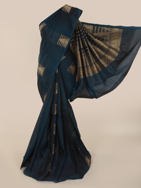 

Pothys Navy Blue & Gold-Toned Art Silk Woven Design Kanjeevaram Saree